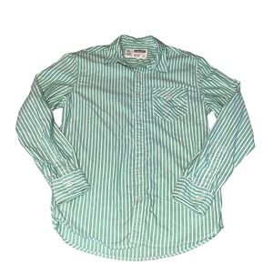 Urban Pipeline Button Up Shirt Men's Size Medium Striped Long Sleeve Green White